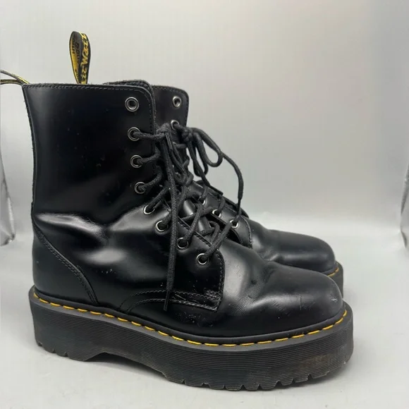 Dr Martens Boots Men 9 Women 10 Black Jadon Leather Platform Combat Zip